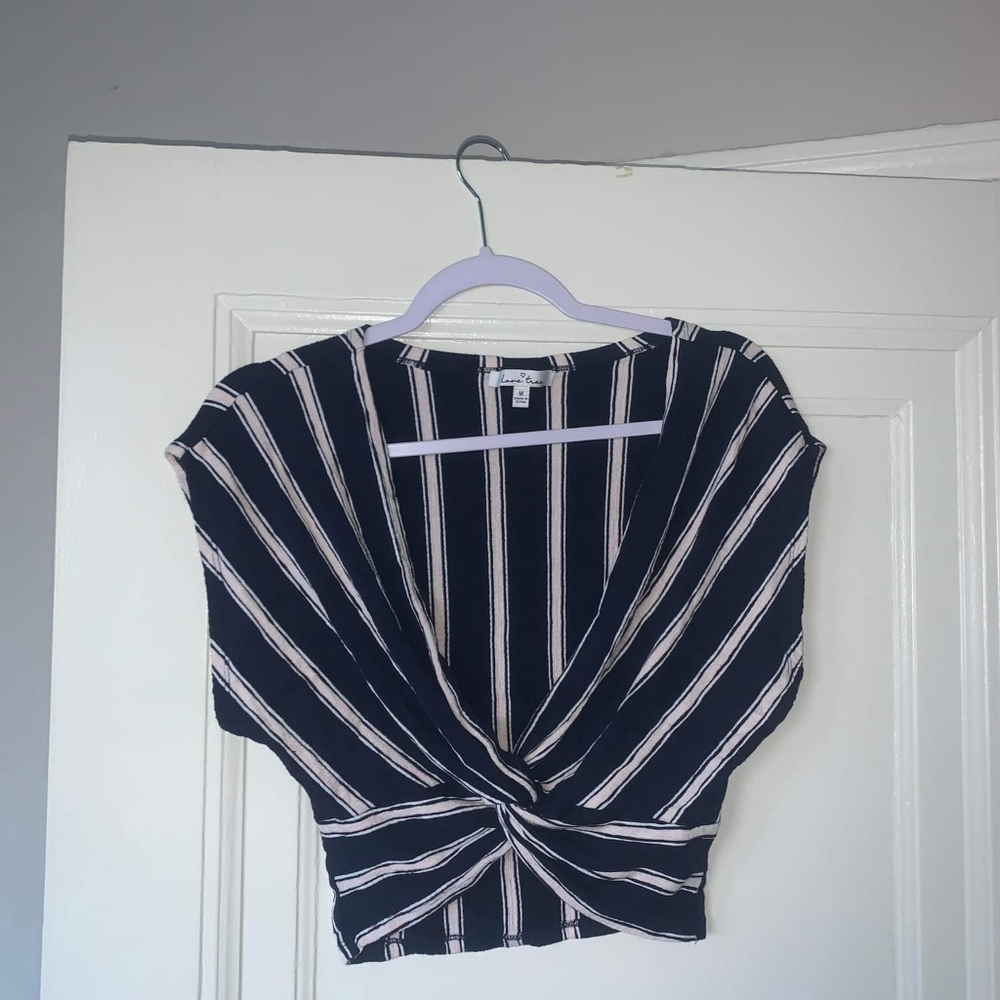 Blue and White striped shirt size small